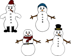 Variety_of_ Snowmen_ Cartoon PNG Image