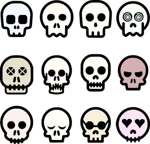 Variety_of_ Stylized_ Skulls PNG Image