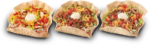 Variety Tacos Black Background PNG Image