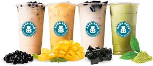 Varietyof Boba Tea Flavors PNG Image