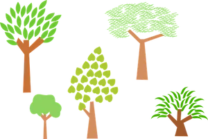 Varietyof Cartoon Trees Vector PNG Image