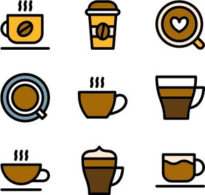Linear Cups Of Coffee - Coffee Cup Png Icon, Transparent Png PNG image with transparent background