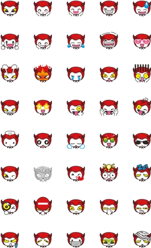 Varietyof Devil Emoji Expressions PNG Image