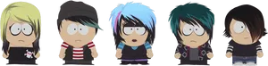 Varietyof Emo Hairstyles Cartoon Characters PNG Image