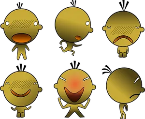 Varietyof Emotions Cartoon Characters PNG Image