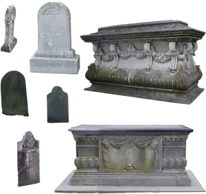 Varietyof Gravestonesand Tombs PNG Image