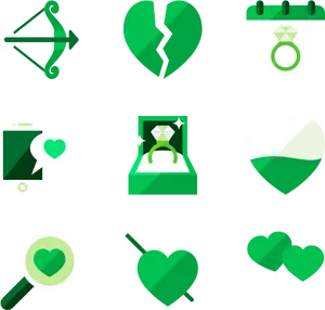 Varietyof Green Heart Icons PNG Image