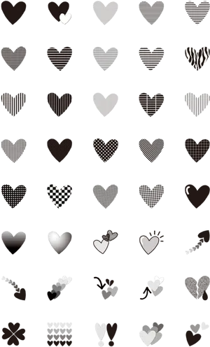 Varietyof Heart Emojis Pattern PNG Image