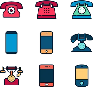 Varietyof Phone Icons Collection PNG Image