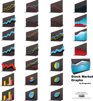 Vector Stock Market Graphs 3d By Dragonart - Stock Exchange Graph Vector PNG with transparent background