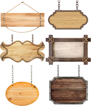 Varietyof Wooden Signboards PNG Image