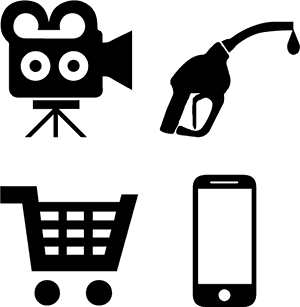 Various Black Icons Set PNG image with transparent background