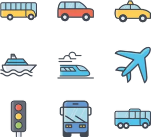 Various Transportation Icons Set PNG Image