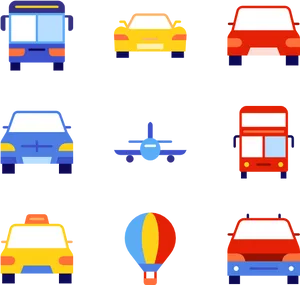 Various Vehicles Icons Set PNG Image