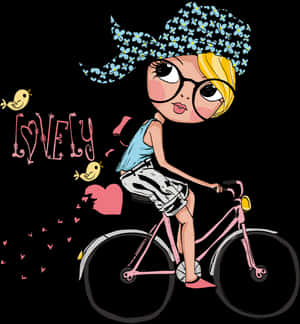 Vector Free Download Bicycle Clip Art Little Riding - Cartoon Girl On Bike, HD Png Download PNG image with transparent background