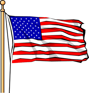 Vector Illustration Of United States Of America Stars - American Flag With Pole Painting, HD Png Download PNG image with transparent background