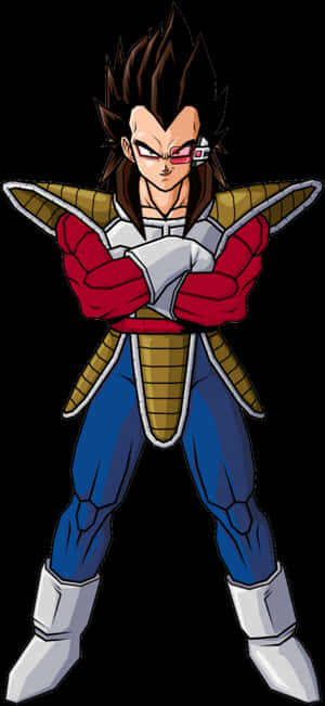 Vegeta Saiyan Prince Arms Crossed PNG image with transparent background