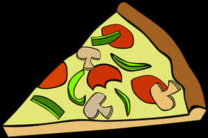 Vegetable Pizza Slice Cartoon PNG image with transparent background