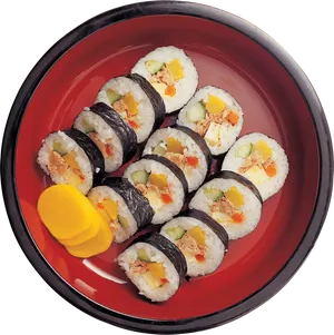 Vegetable Sushi Rolls Plate PNG Image