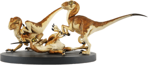 Velociraptors Statue Display PNG image with transparent background