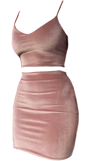 Velvet Two Piece Set Dusty Rose PNG Image