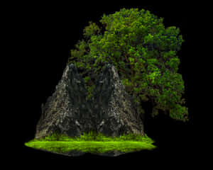 Verdant Rock Island PNG image with transparent background