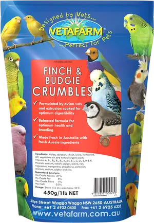 Vetafarm Finchand Budgie Crumbles Packaging PNG Image