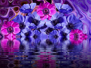Vibrant Anemones Reflection PNG image with transparent background