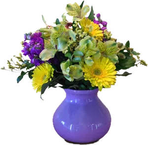 Vibrant Birthday Flower Bouquetin Purple Vase PNG Image