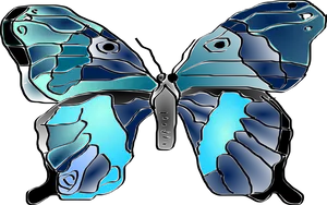 Vibrant Blue Butterfly Illustration PNG Image