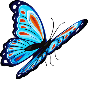 Vibrant Blue Butterfly Illustration PNG image with transparent background