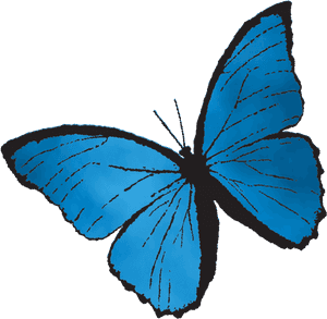 Vibrant Blue Butterfly Illustration PNG image with transparent background