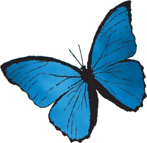 Vibrant Blue Butterfly Illustration PNG Image