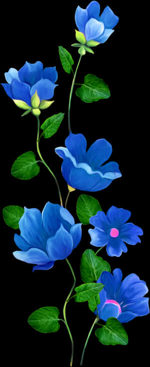 Flower Rose Blue Pin Clip Art - Blue Flower Border Clipart, HD Png Download PNG image with transparent background