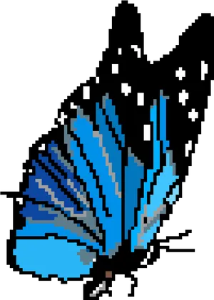 Vibrant Blue Pixel Butterfly PNG Image