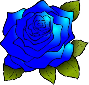 Vibrant Blue Rose Illustration PNG Image