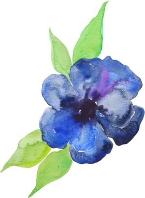 Vibrant Blue Watercolor Flower PNG Image