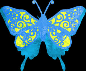 Vibrant_ Blue_ Yellow_ Butterfly_ Art PNG image with transparent background
