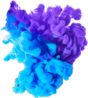 Vibrant Blueand Purple Smoke Plumes PNG image with transparent background