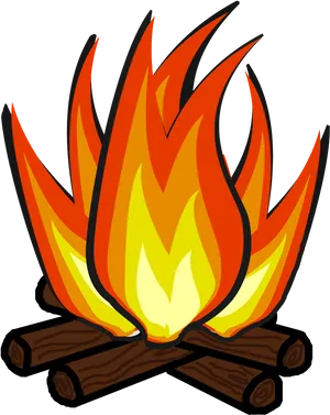 Vibrant Cartoon Campfire Graphic PNG Image