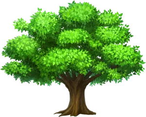 Vibrant Cartoon Forest Tree PNG Image