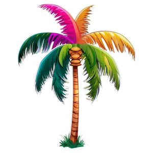 Vibrant Cartoon Palm Tree Design Png Wbj PNG Image