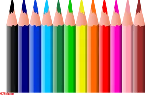 Vibrant Colored Pencils Row PNG Image