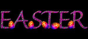Vibrant Easter Textand Eggs PNG image with transparent background