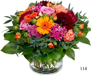 Vibrant Floral Arrangement Black Background PNG Image