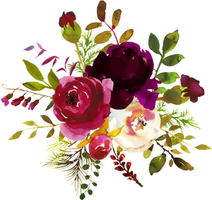 Vibrant_ Floral_ Arrangement_on_ Black_ Background PNG Image