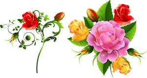 Vibrant Floral Artwork PNG Image