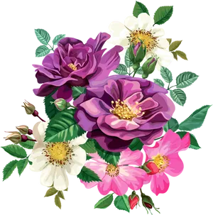 Vibrant_ Floral_ Bouquet_ Graphic PNG Image