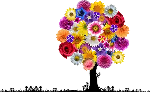 Vibrant Floral Tree Artwork PNG Image