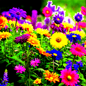 Vibrant Flower Garden Picture PNG qgr PNG image with transparent background